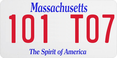 MA license plate 101TO7