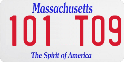 MA license plate 101TO9