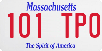 MA license plate 101TP0