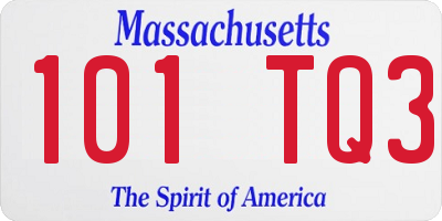 MA license plate 101TQ3