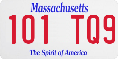 MA license plate 101TQ9