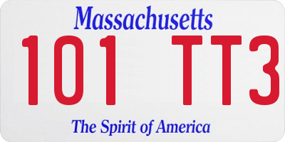 MA license plate 101TT3