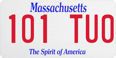 MA license plate 101TU0