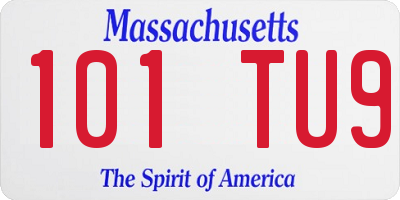 MA license plate 101TU9