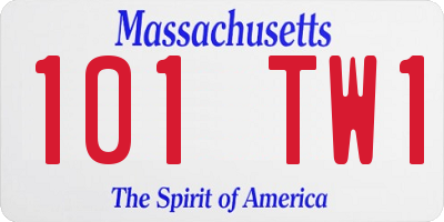 MA license plate 101TW1