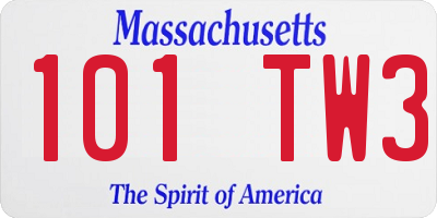 MA license plate 101TW3
