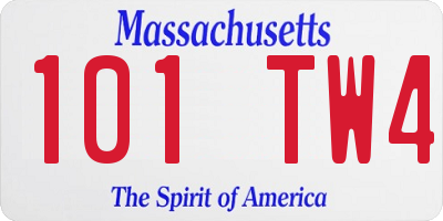 MA license plate 101TW4