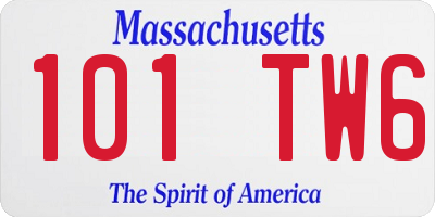 MA license plate 101TW6