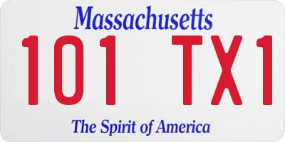 MA license plate 101TX1