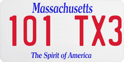 MA license plate 101TX3