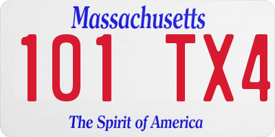 MA license plate 101TX4