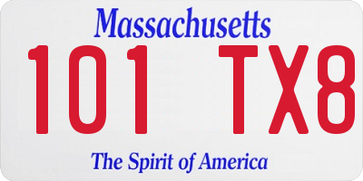MA license plate 101TX8