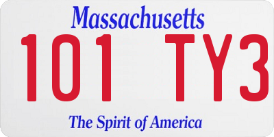 MA license plate 101TY3