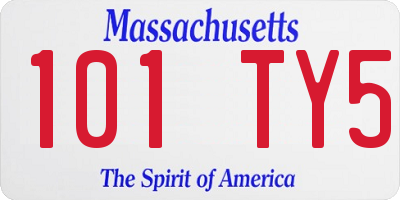 MA license plate 101TY5