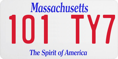 MA license plate 101TY7