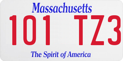 MA license plate 101TZ3