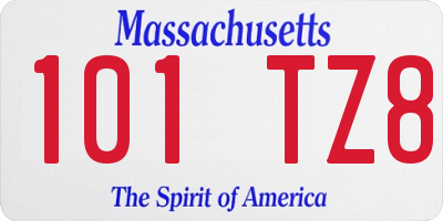 MA license plate 101TZ8