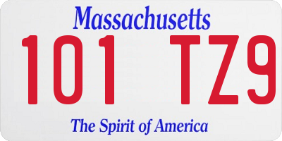 MA license plate 101TZ9