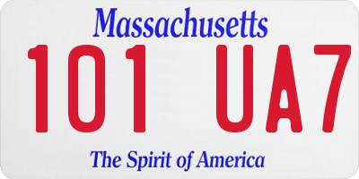 MA license plate 101UA7