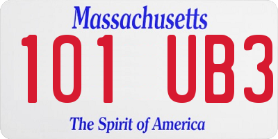 MA license plate 101UB3