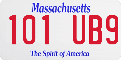 MA license plate 101UB9