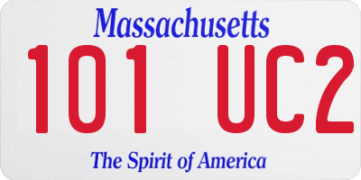 MA license plate 101UC2