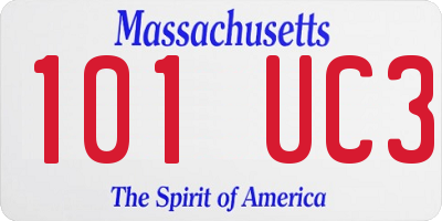 MA license plate 101UC3