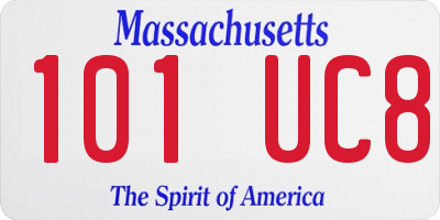 MA license plate 101UC8