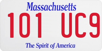 MA license plate 101UC9
