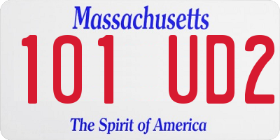 MA license plate 101UD2
