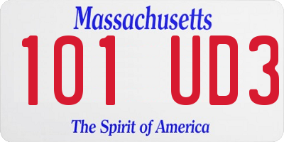 MA license plate 101UD3