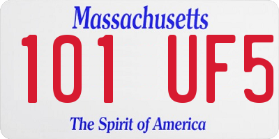 MA license plate 101UF5