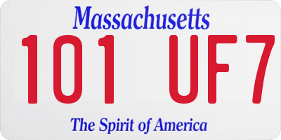 MA license plate 101UF7