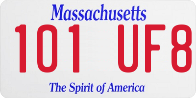 MA license plate 101UF8