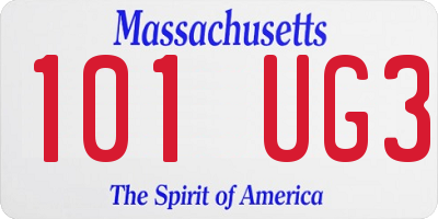 MA license plate 101UG3