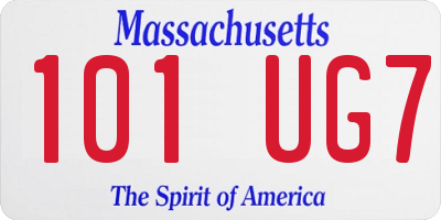 MA license plate 101UG7