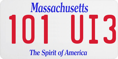 MA license plate 101UI3