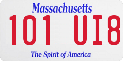 MA license plate 101UI8