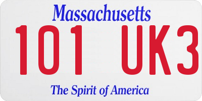 MA license plate 101UK3