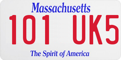 MA license plate 101UK5