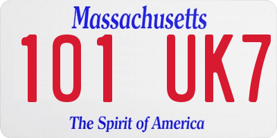 MA license plate 101UK7