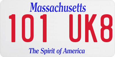 MA license plate 101UK8