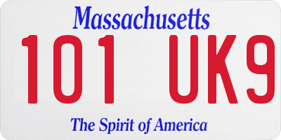 MA license plate 101UK9