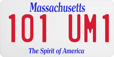 MA license plate 101UM1