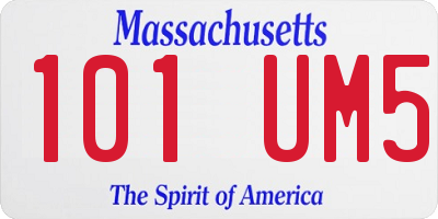 MA license plate 101UM5