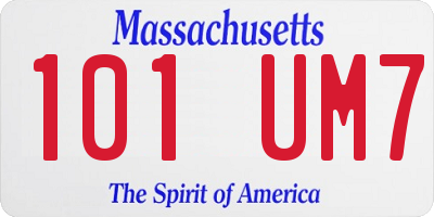 MA license plate 101UM7