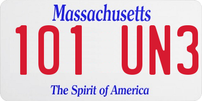 MA license plate 101UN3
