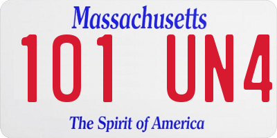 MA license plate 101UN4