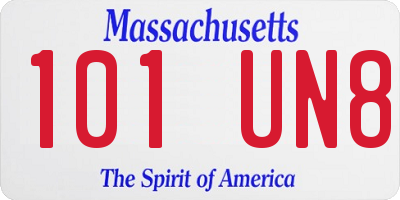 MA license plate 101UN8