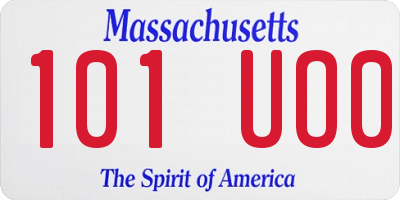 MA license plate 101UO0